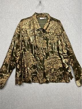 Vintage Erin London Velour Button Up Shirt Womens Plus 3X Long Boho Victorian